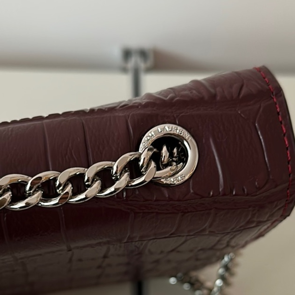 Yves Saint Laurent Burgundy Croc-Embossed Chain Bag YSL - MOVING SALE! - Picture 3 of 7